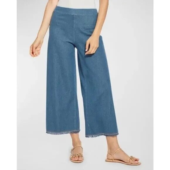 Lysse Pants - Lysse Shiloh Denim Palazzo Pants - Large Lagenlook Bohemian Hippie Travel Artsy